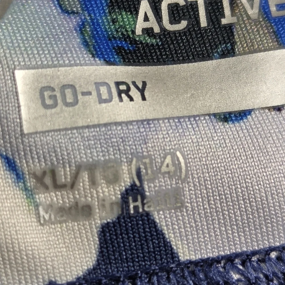 Old Navy Active GO-DRY Blue Floral Print Leggings Size XL (14)